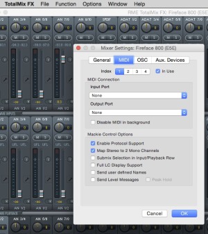 RME OSC MIDI mix