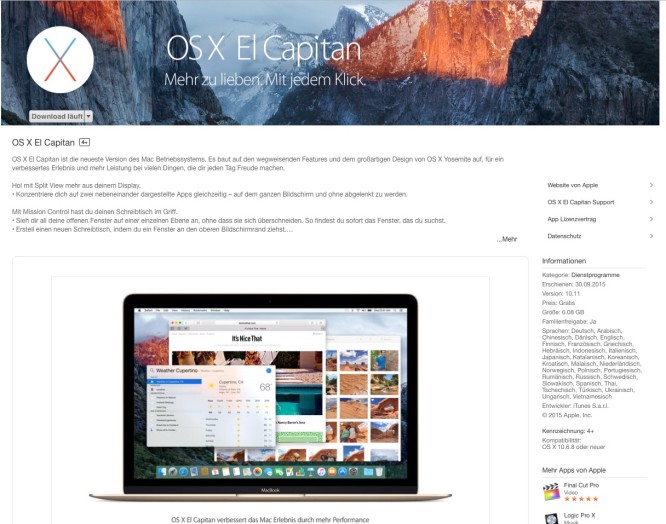 OS X El Capitan 10.11 ist da