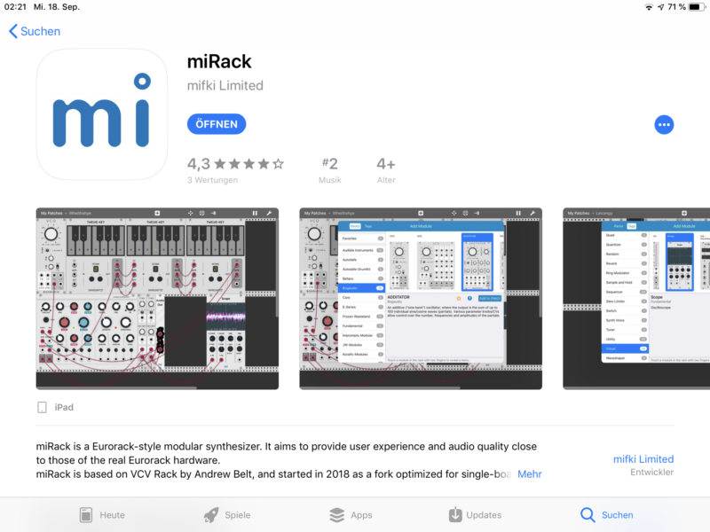 Mifki Mi Rack - VCV Modular in iOs