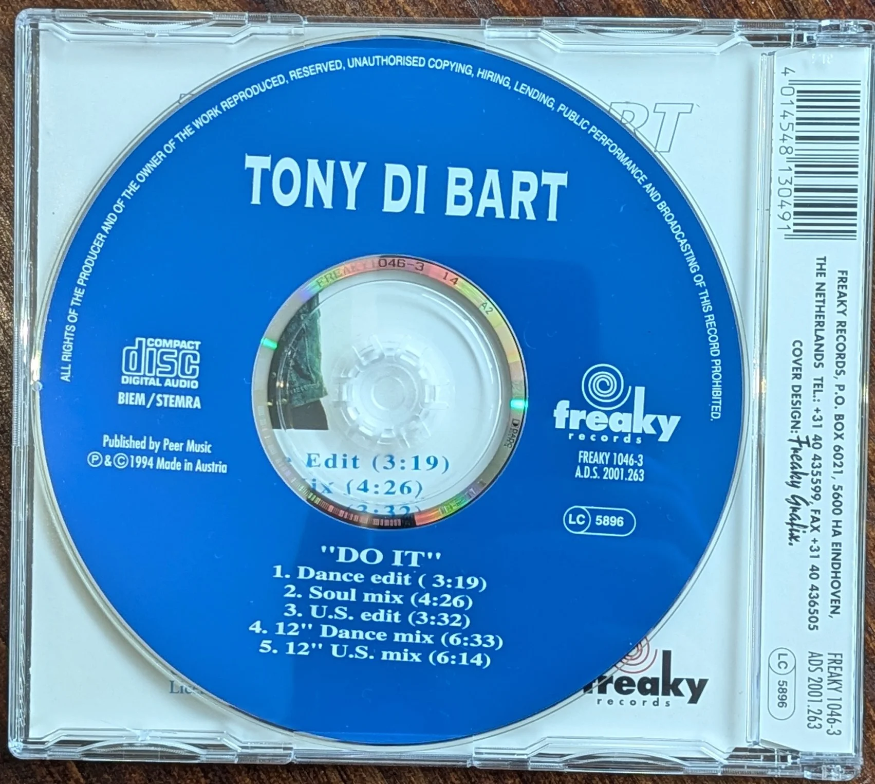 [FREAKY 1046-3] Tony Di Bart - Do It -1994 Cover_Back.webp