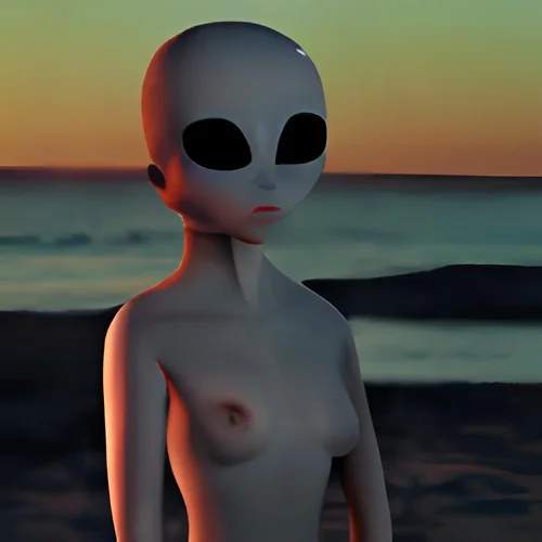 nude alien at beach.webp