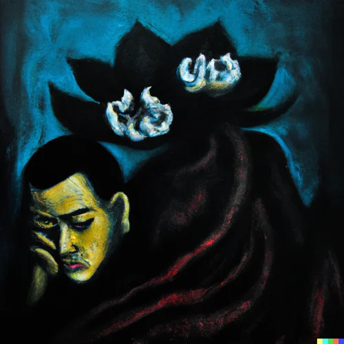 DALL·E 2022-08-26 12.48.50 - abstract oilpainting in dali style of a man lost inside the brai...webp