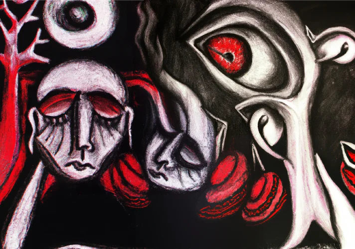 2022-09-09 00.49.51 - oil pastels picture in black and white with some dark red dark colors i...webp