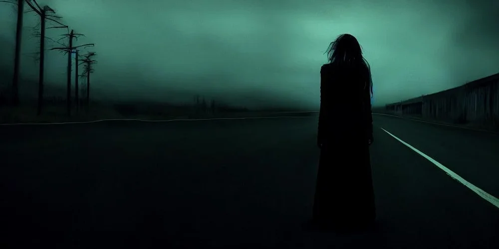 Dalle scary girl on grotesque road03.webp