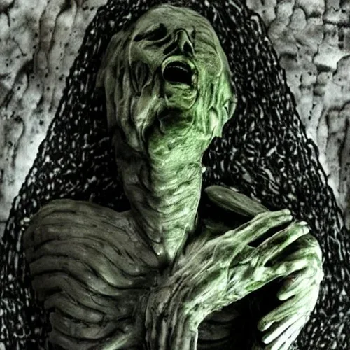 a statue made of black and white and green clay- God dying of an overdose heroin, his fearful ...jpg a statue made of black and white and green clay- God dying of an overdose heroin, his fearful ...jpg