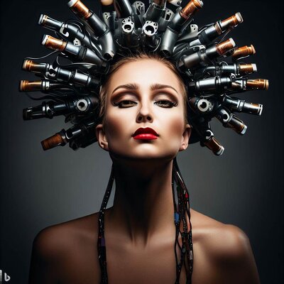 a model with hair made of xlr-cables-3.jpg