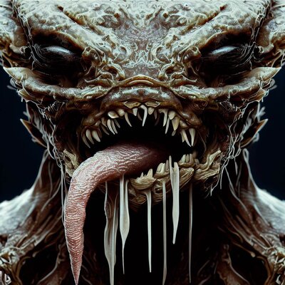 a dangerous looking alien with saliva dripping out of its mouth and hairy claws, ultra-detaile...jpg