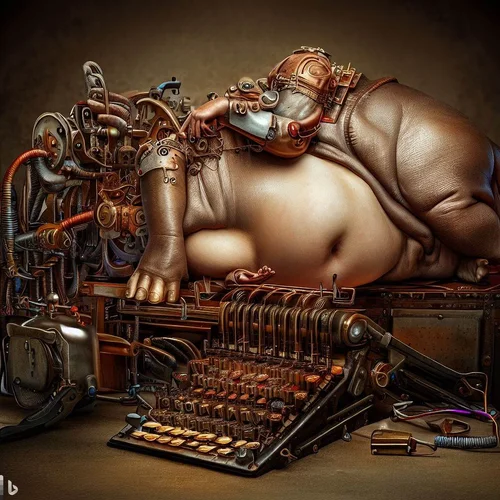 a well fed model morphed with a hippo, showing some skin, lying with bottom in the air on a h...webp