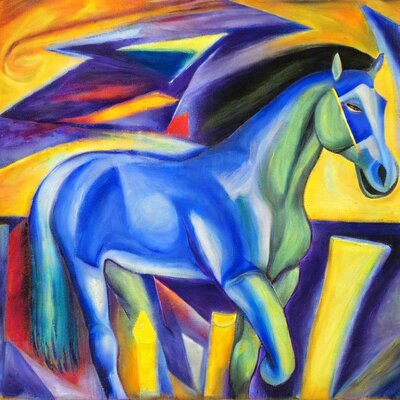 oilpainting with the title a blue horse in the style of Franz Marc -1.jpg
