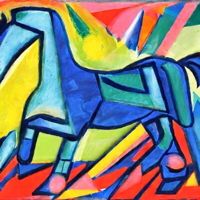 oilpainting with the title a blue horse in the style of Franz Marc -2.jpg