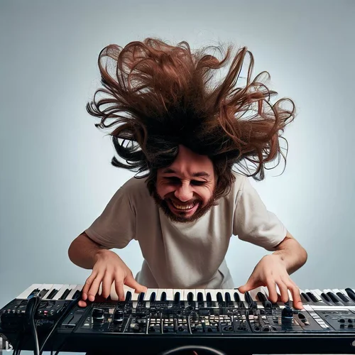 a bottom-face showing funny mimics, tangled short hair, playing a keyboard-synthesizer-2.jpg a bottom-face showing funny mimics, tangled short hair, playing a keyboard-synthesizer-2.jpg