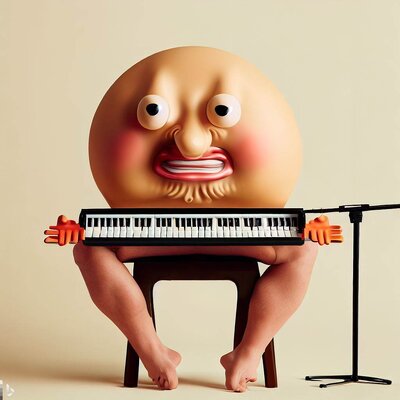 a face made from a bottom, funny mimics, playing a keyboard-synthesizer-6.jpg