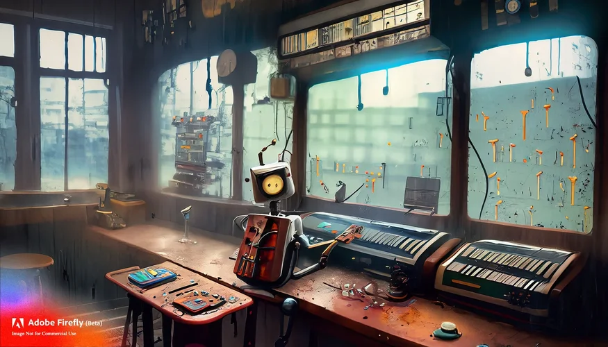 In einer heruntergekommenen, dunklen, leeren Bar im Stil von Edward Hopper sitzt ein rostige-...webp