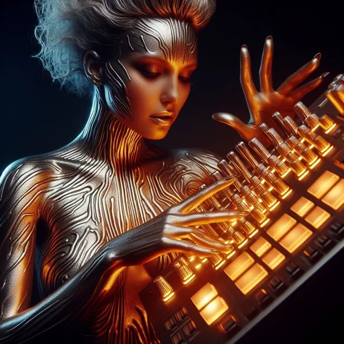 eine wunderschöne Tänzerin mit der Hautoberfläche wie ein frittierter Kartoffelchip berührt e...webp