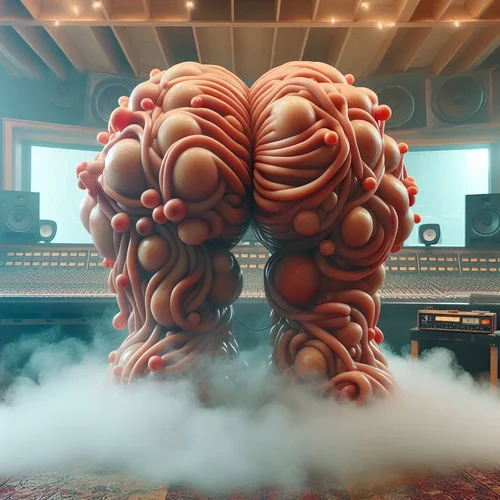 Ein Gesäß aus organisch-verzweigten Sinusschwingungen mutiert zum Pumuckl bei Nebel im Tonstu...webp