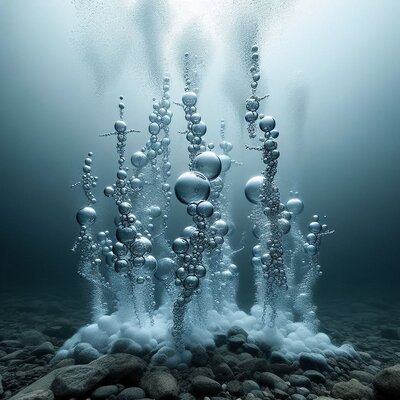 Luftblasen in Form von Lissajous-Figuren blubbern unter Wasser an die neblige Oberfläche-3.jpeg