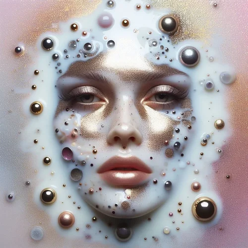 face made of floating milk and glittery colored oil-2.webp