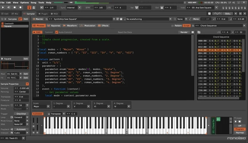 DAW Renoise 3.5 mit Coding Interface