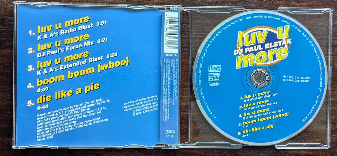 [ARC 8800439] DJ Paul Elstak - Luv U More (Remixes) -1995 Inlay Disc.webp