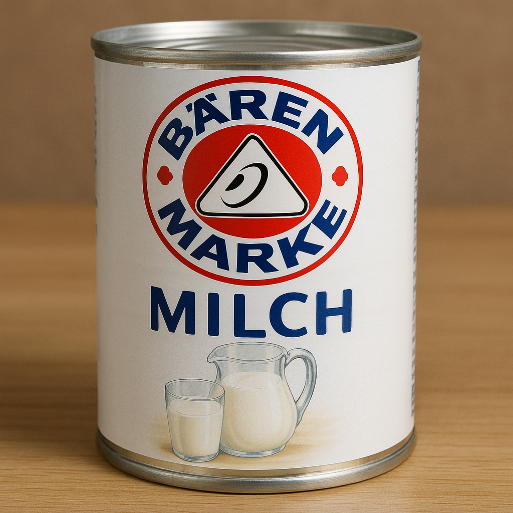 Bärenmarke Milch Dose mit Behringer Synthesizer Logo