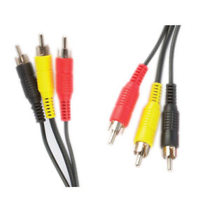 Triple 3 x Phono Cable Audio Composite Video RCA Lead RED YELLOW ...